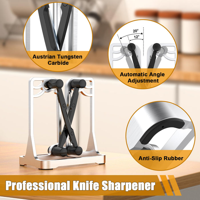 Knife Sharpener Knife Sharpening with Adjustable Angles Knife Sharpeners for Kithen Knives Ehoyal Kithen Knife Sharpener Helps