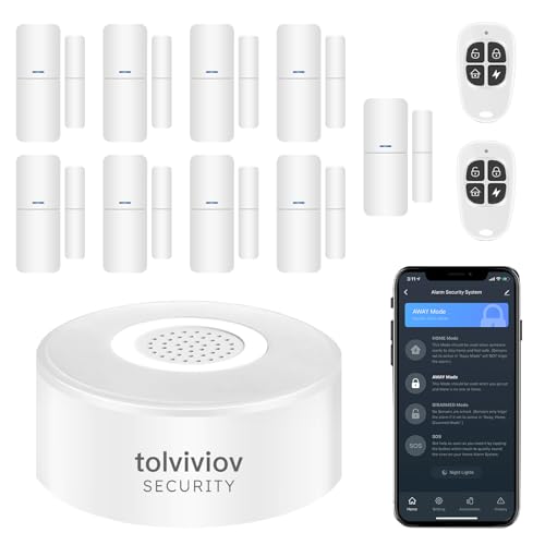 Tolviviov Home Alarm System2Nd Gen, 12 Pieces Smart Home Alarm Security System Diy No Monthly Fee, Phone Alert, Alarm Siren, Doorwindow Sensors, Remotes, Work With Alexa, For House Apartment Office