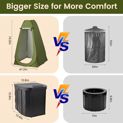 Portable Toilet And Privacy Tent For s, Pop Up Privacy Tent Outdoor X Large Camping Folding Toilet,1 Roll Toilet Bags, 10 Pack