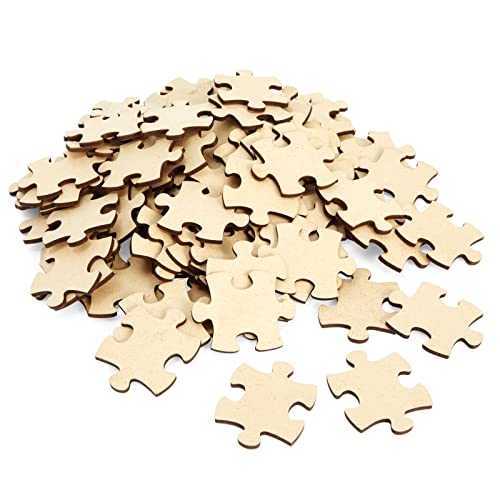 Juvale 100 Blank Wooden Puzzle Pieces For Crafts, Diy Art Projects, 1.9X1.6 Unfinished Freeform Jigsaw Wood Puzzle To Draw On