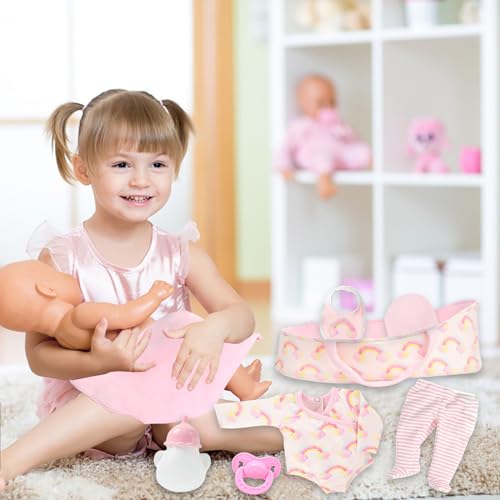 ZITA ELEMENT 8 Ps Reborn Baby Doll clothes with Bassinet for 1722 Inch Baby Doll,Baby Doll clothes Outfit Acessories fit born Baby