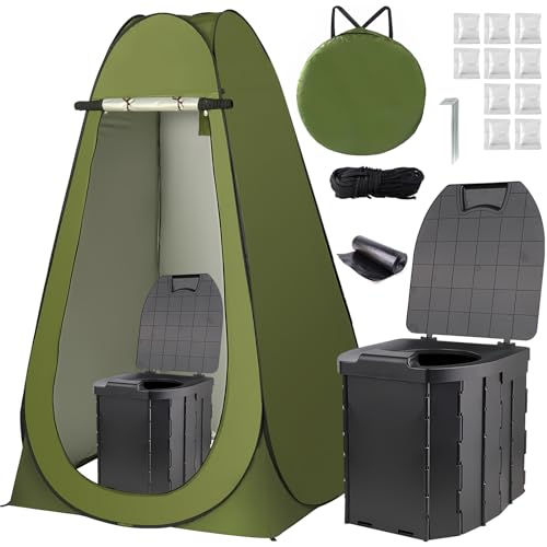 Portable Toilet And Privacy Tent For s, Pop Up Privacy Tent Outdoor X Large Camping Folding Toilet,1 Roll Toilet Bags, 10 Pack