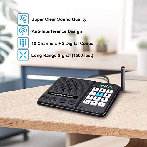 Intercoms Wireless For Home 1 Mile Long Range Glcon 10 Channel 3 Code Wireless Intercom System For Buiness Office House Elderly Room To Room Home Intercom Communication System Pack Of 4