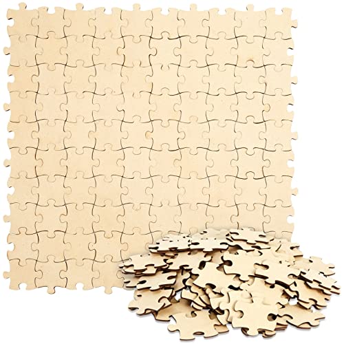 Juvale 100 Blank Wooden Puzzle Pieces For Crafts, Diy Art Projects, 1.9X1.6 Unfinished Freeform Jigsaw Wood Puzzle To Draw On