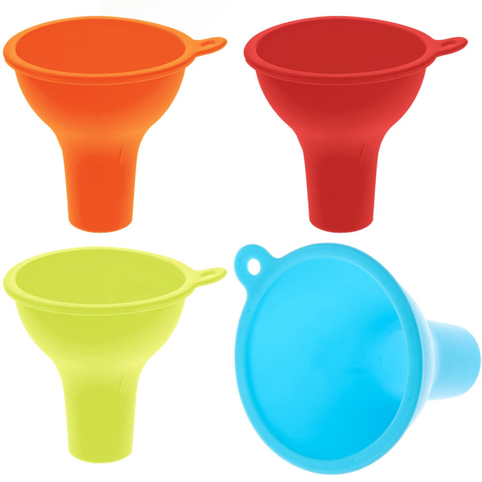 Thinp Wide Mouth Funnel, 4 Pieces Funnels for Kitchen Use Silicone Funnels for Filling Bottles Kitchen Funnel for Jars Jam Spice