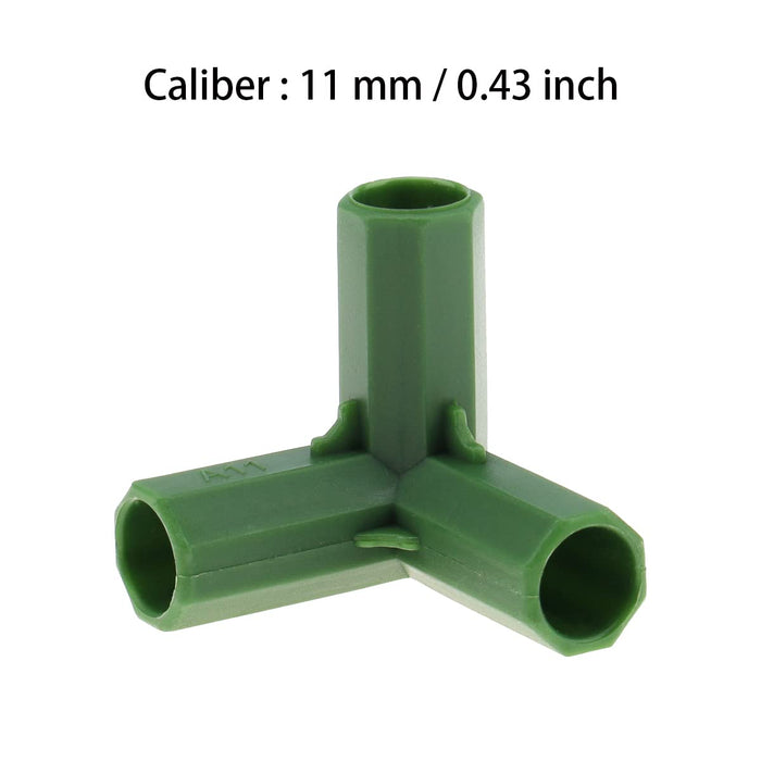 Meiwlong 4 PCS 11mm 3 Way Greenhouse Frame Building Connectors Pipe Fitting Gardening Plant Stakes Bracket Joint Plastic Tool Con