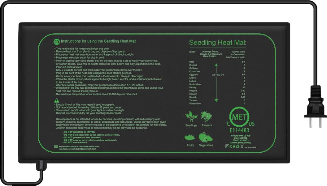 1 Pack 21W Seedling Heat Mat for Seed Starting,10 x 20.75 Waterproof Heating Pad for Indoor Plants GerminationM