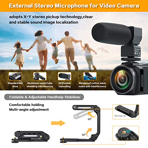4K 60FPS Video Camera Camcorder Ultra HD 48MP Digital Camera WiFi YouTube Vlogging Camera with Microphone IPS Touch Screen