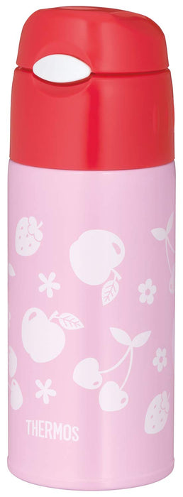 Thermos FHL402F PKR Water Bottle, Vacuum Insulated Straw Bottle, 13.5 fl oz 400 ml, Pink Red, Cold Insulation