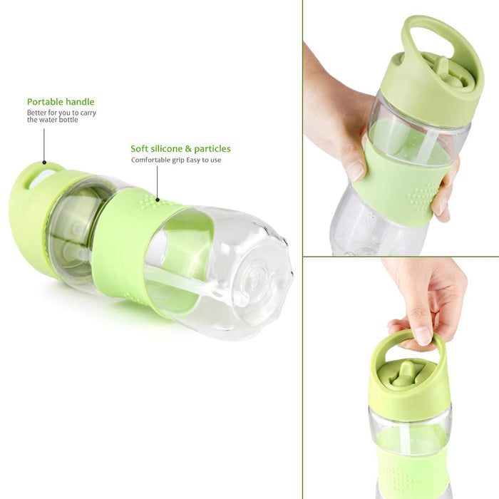 Sivphe Kids Water Bottle with Straw 12oz Leakproof Little School Small Tritan Plastic Drinking Bottle for Boys and Girls Indoor a