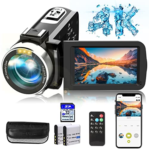 Hojocojo 4K Video Camera, Camcorder with IR Night Vision, WiFi Digital Camera, 18X Digital Zoom, Vlogging Camera for YouTube