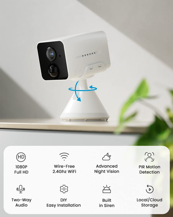 ieGeek Security Camera Indoor Wireless 1080P WireFree Portable Indoor Camera for Home Security with Human Detection,TwoWay Audio