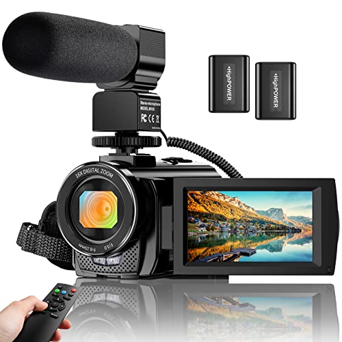 Video Camera YouTube Vlogging Camera Recorder FHD 1080P 24.0MP 3.0 Inch 270 Degree Rotation Screen 16X Digital Zoom Camcorder