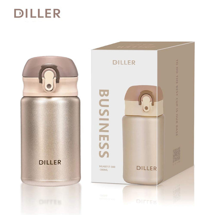 Diller Thermal Water Bottle 10 Oz Mini Insulated Stainless Steel Bottle, Leakproof Cute Vacuum Flask, Perfect for Purse or Kids