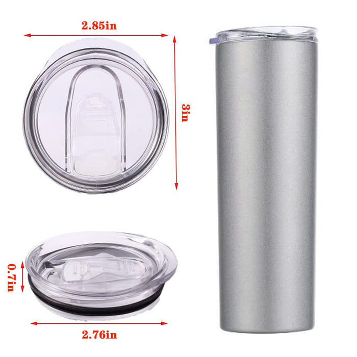 20 oz Skinny Tumbler Lids 6 Pack, Plastic Splash Resistant Lids Covers Spill Proof，2.75in Cup Mouth Compatible