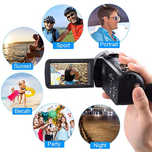 Uniqus Video Camera, 4K Camcorder WiFi Ultra HD 48MP YouTube Camera for Vlogging, 3.1'' IPS Screen 18X Digital Zoom Video Camera
