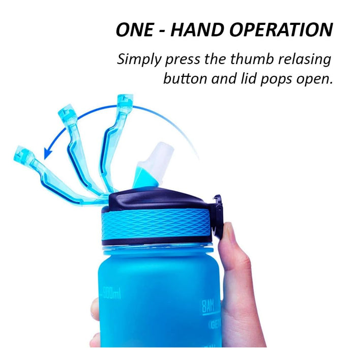 32 Oz Tritan Motivational Water Bottle With Time Marker Fittnes Gym Golf Tracking Yoga Sport Water Bottle Blue