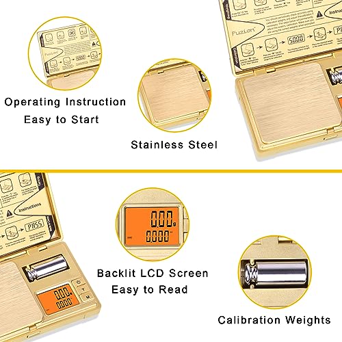 Fuzion CASH200 Gram Scale Digital Pocket Scale, 0.01g Digital Grams Scale, Jewelry Scale, Small Food Scale Gold Gram Scale