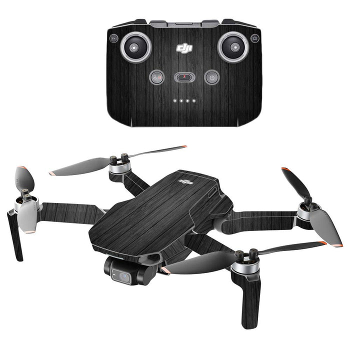 MightySkins Compatible with DJI Mini 2 Portable Drone Black Wood Protective, Durable, and Unique Vinyl Decal wrap Cover