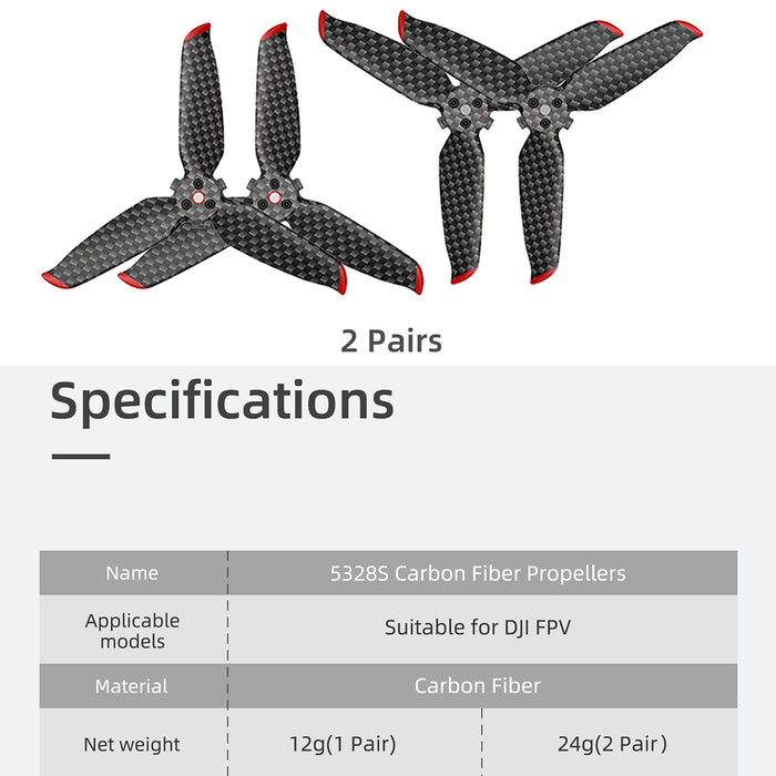 Uniqus Carbon Fiber Propeller for DJI FPV, 2 Pairs 3Blade CW CCW Props Low Noise Drone Wings for DJI FPV Accessories