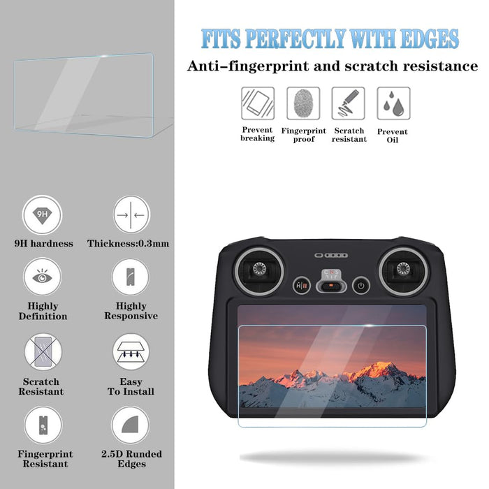 HUADU Screen Protector 3+1Pack Compatible with DJI Mini 3Mini 3 Pro,Mavic 3 RC Remote Controller, Tempered Glass Film AntiScr