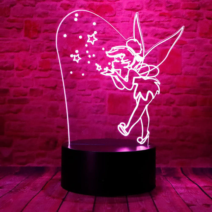 Bantogogo Magic Elf Tinker Bell Miss Bell Rare Peter Pan Snowflake Tinkerbell Anime Figure 3D Visual Led Bedroom Decor Table Lamp