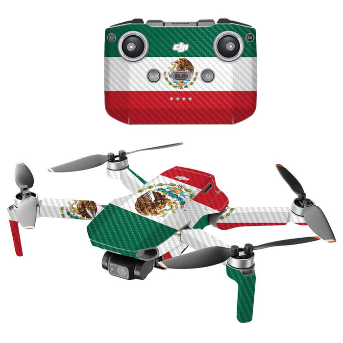 MightySkins Carbon Fiber Compatible with DJI Mini 2 Portable Drone Mexican Flag Protective, Durable Textured Carbon Fiber
