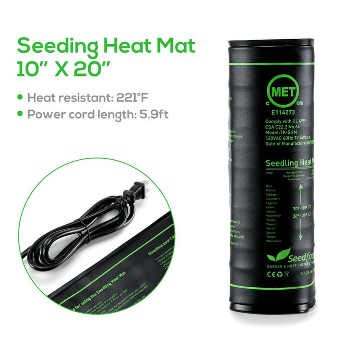 MET Seedling Heat Mat, Seedfactor Waterproof Durable Germination Station Heat Mat, Warm Hydroponic Heating Pad for Indo
