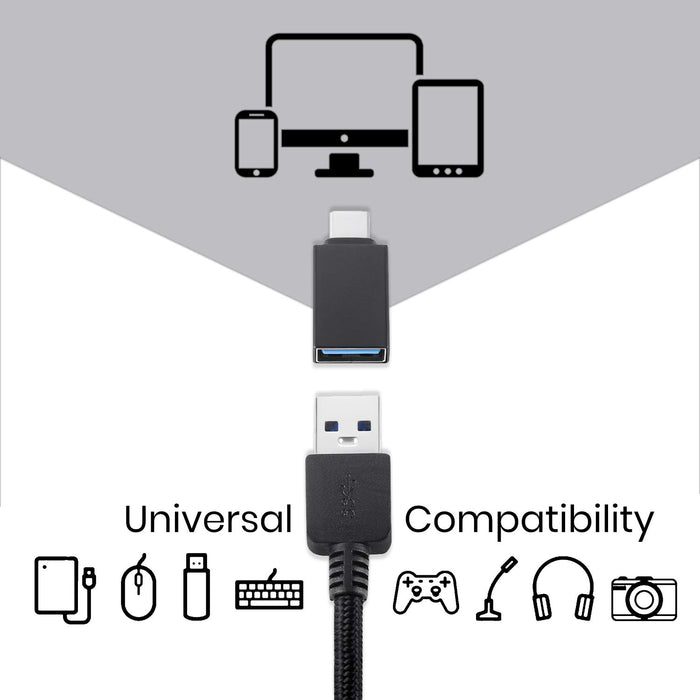 Perixx PERIPRO404 USB C Male to USB A Female Adapter USB 3.0 Spec for Smartphone, Tablets, Laptop, and Desktops Computer Black
