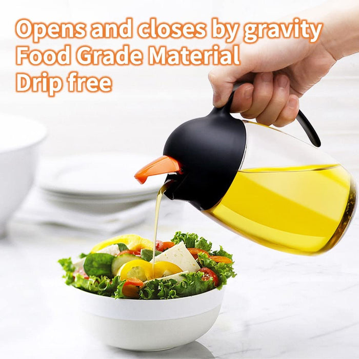 MJDFS Olive Oil Dispenser Bottle WAuto Flip Cap, 21oz Cooking Oil Dispenser Leakproof, Kitchen True No Drip Oil and Vinegar Crue
