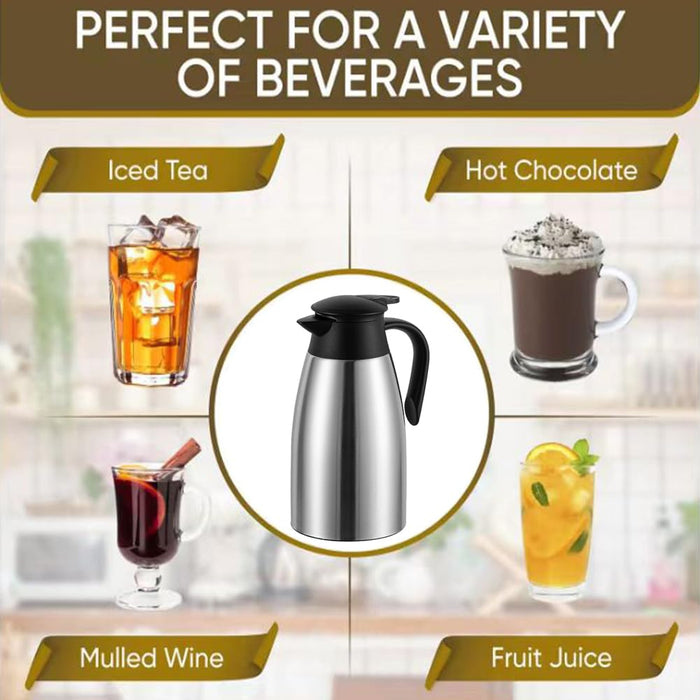 68 oz Thermal Coffee Carafe Stainless Steel, Insulated Coffee Carafe Double Walled Vacuum Coffee Thermos Water Beverage Dispens