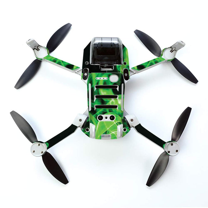 MightySkins Skin for DJI Mavic Mini Portable Drone Quadcopter Green Flames Protective, Durable, and Unique Vinyl Decal wrap