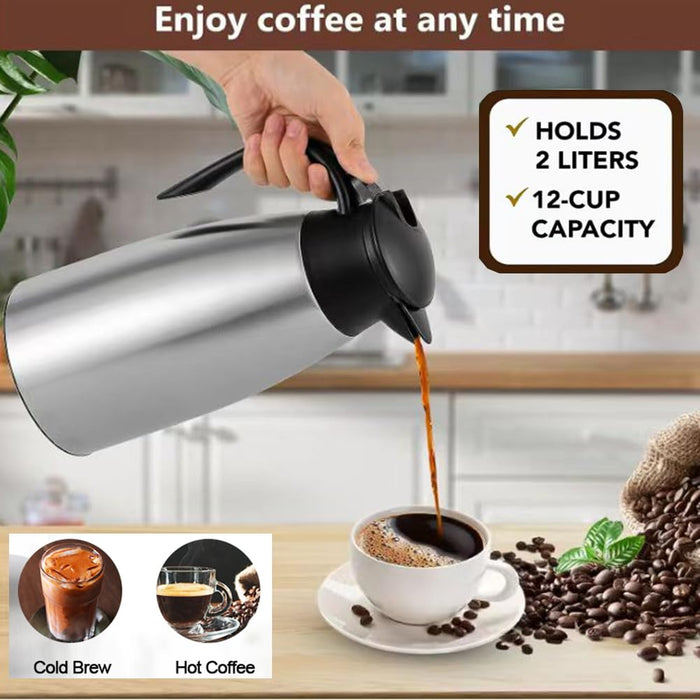 68 oz Thermal Coffee Carafe Stainless Steel, Insulated Coffee Carafe Double Walled Vacuum Coffee Thermos Water Beverage Dispens