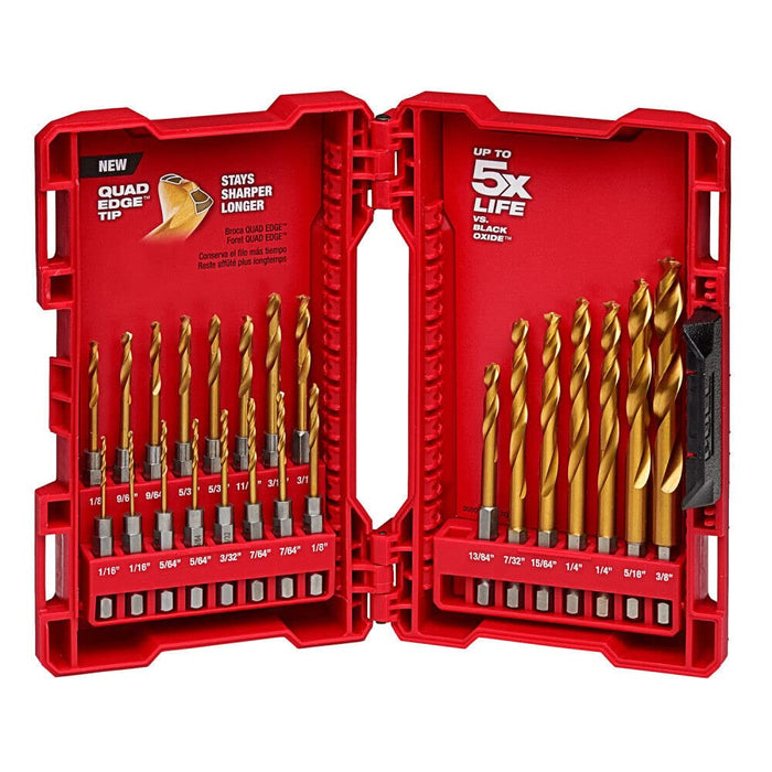 For Milwaukee Shockwave Impact Duty Red Helix 48894631 Titanium Drill Bit Set 23Pc L 11 X W 9.4 X H 1.7 Inches