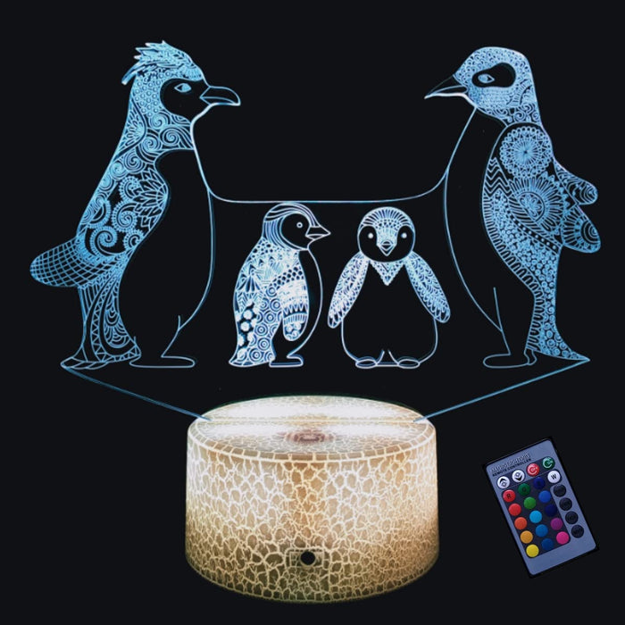 3D Penguin Night Light 16 Colors Changing Usb Power Remote Control Touch Switch Decor Lamp Optical Illusion Lamp Led Table Desk