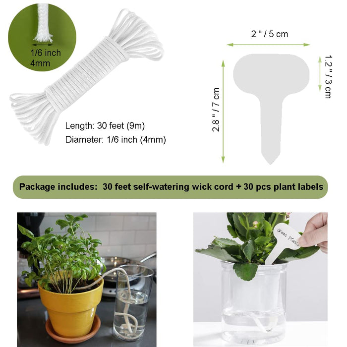 ORIMERC 30 feet Self Watering Wick Cord Automatic Watering Device for Vacation SelfWatering Planter Pot Potted Plant Sitter Auto