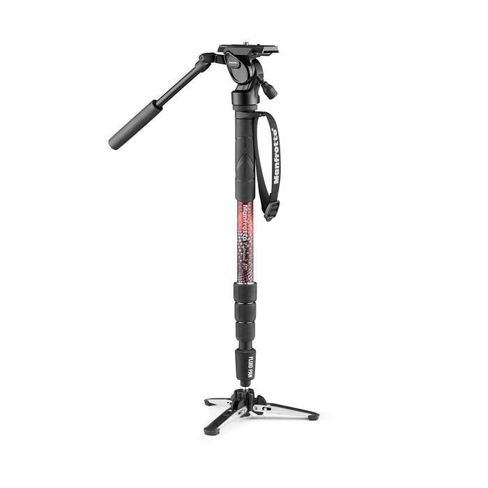 Manfrotto Element MII Video Kit Aluminium Fluid Monopod with Video Head, Slim and Lightweight, Loads up to 4kg, Foldable Fluid