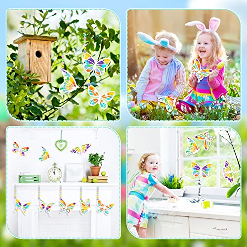 18 Pieces Suncatcher Kit for Kids Butterfly Suncatcher Kit Tissue Paper Butterfly Suncatcher Craft Spring Summer Window Art Kit