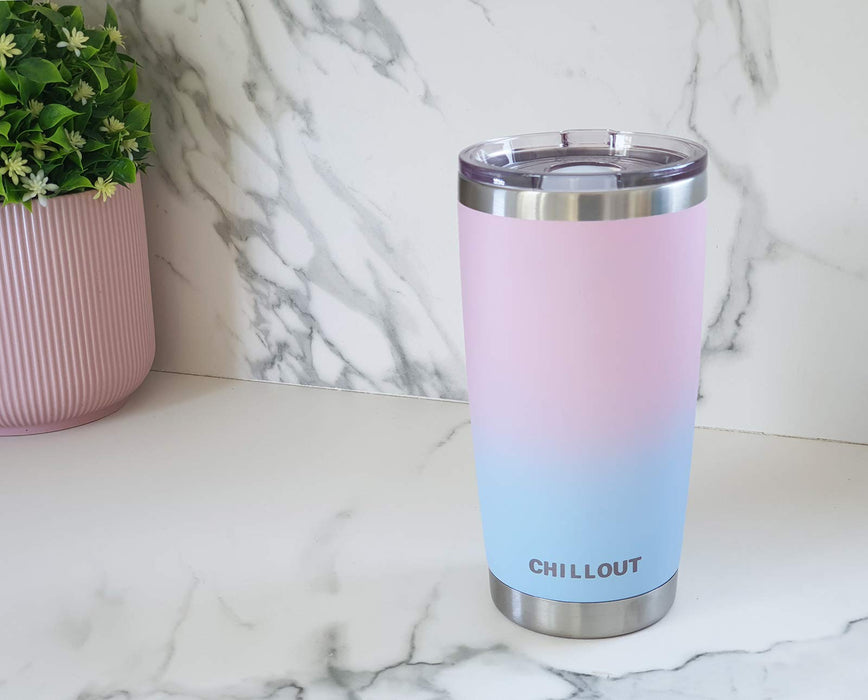 CHILLOUT LIFE 20 oz Stainless Steel Tumbler with Lid Double Wall Vacuum Insulated Coffee Mug with Splash Proof Lid and Straw