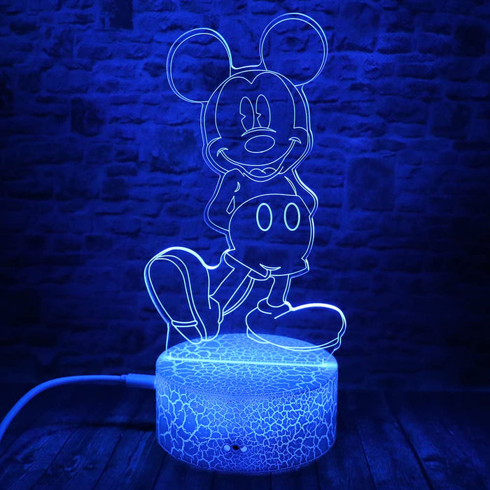Cartoon Mickey Mouse Minnie Mice Mouse Toys Anime Figure 3D Optical Illusion Led Bedroom Decor Table Lamp With Remote 7 Colors