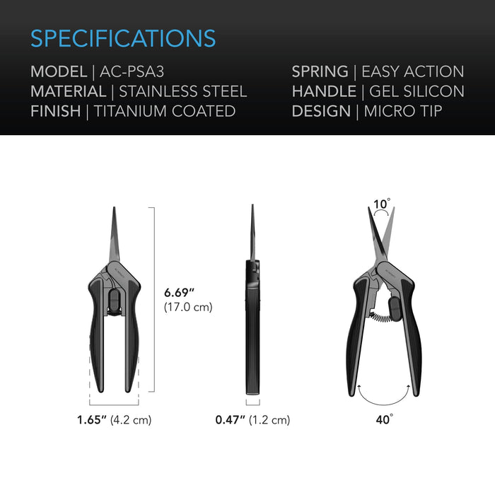 Uniqus 6.6” Stainless Steel Pruning Shear, Lightweight Ergonomic Design, Straight Precision Blades with Nonstick Titanium Coatin