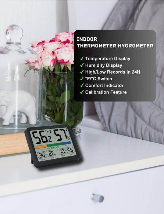 BRAPILOT Humidity Meter, Indoor Thermometer and Hygrometer, Room Temperature Monitor Gauge, HighLow Temperature and Humidity