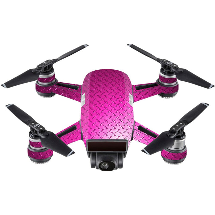 MightySkins Skin Compatible with DJI Spark Mini Pink Diamond Plate Protective, Durable, and Unique Vinyl Decal wrap Cover