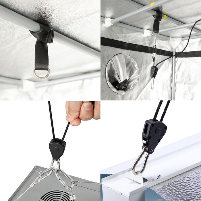2 Pairs 18 Adjustable HeavyDuty Rope Hangers for Grow Lights Ratchet Hangers with Additional Straps Excellent for Hanging Refl