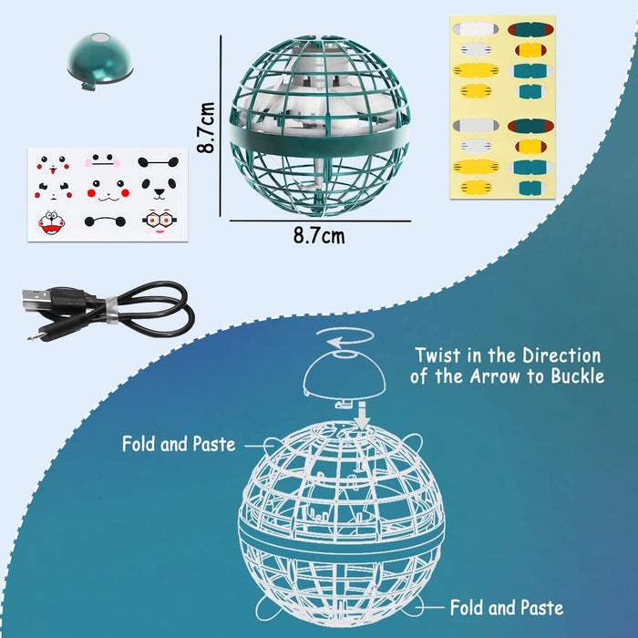 Flying Ball Toys Mini Drone Flying Ball 360° Rotating Builtin RGB Light Magic Hover Ball,Flying Spinner Flying Space Orb Toy
