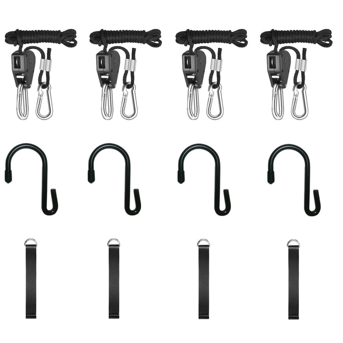 2 Pairs 18 Adjustable HeavyDuty Rope Hangers for Grow Lights Ratchet Hangers with Additional Straps Excellent for Hanging Refl