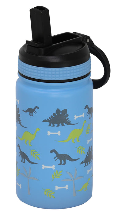 MIRA 12 oz Kids Insulated Water Bottle with Straw Lid for School Metal Stainless Steel Vacuum Insulated Thermos Flask Dinosau
