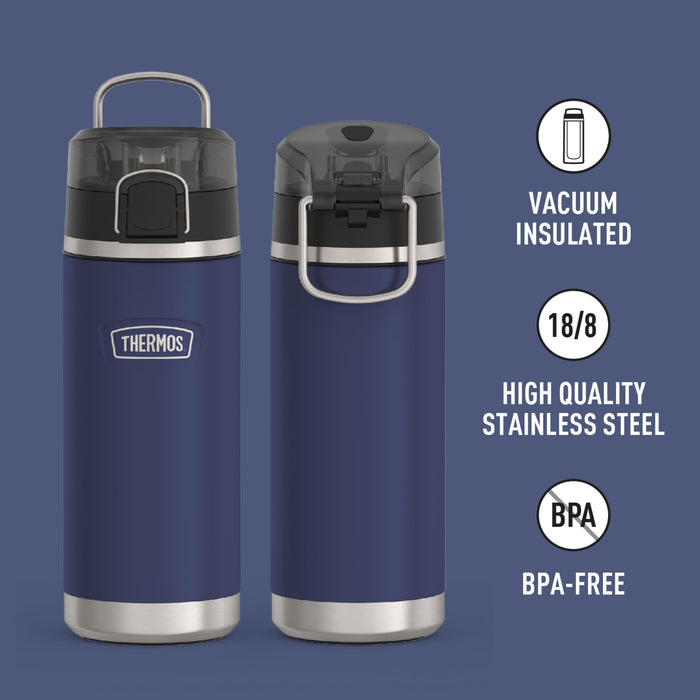 ICON SERIES BY THERMOS Stainless Steel Kids Water Bottle with Spout, 18 Ounce, Navy