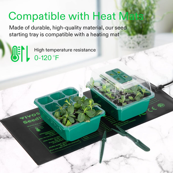 Uniqus 6Pack Seed Starter Trays with 10x20.75 Seedling Heat Mat, SelfAdjusting Dual Digital Display Temperature Controller