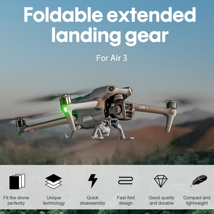 Tosiicop Air 3 Landing Gear Foldable Extended Kit Quick Release Extension Leg for DJI Air 3 Fly More Combo Drone Accessories
